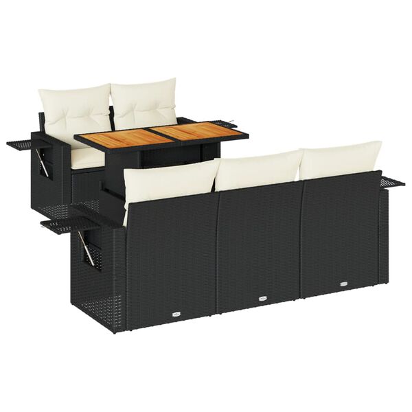 vidaXL Loungegrupp med dynor 6 delar svart konstrotting