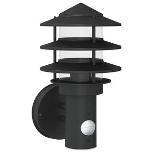 vidaXL Utomhusv&auml;gglampa med sensor svart rostfritt st&aring;l