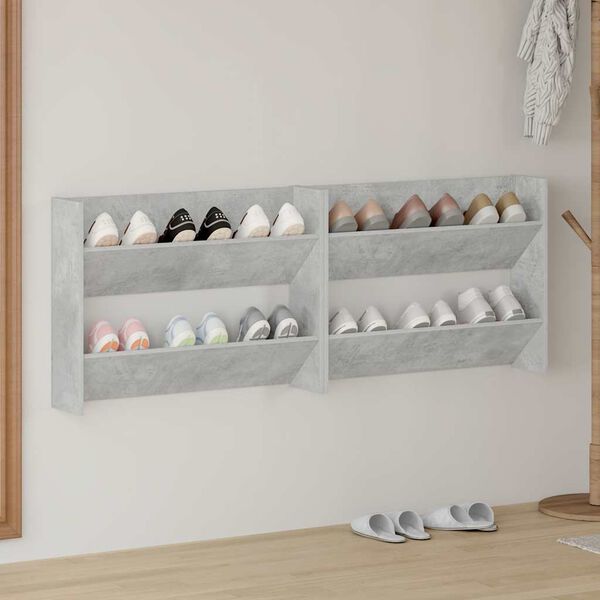 vidaXL V&auml;ggmonterat skost&auml;ll 2 st betonggr&aring; 80x18x60cm konstruerat tr&auml;