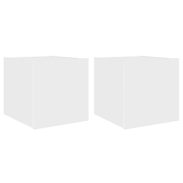 vidaXL V&auml;ggmonterad tv-b&auml;nk LED 2 st vit 30,5x35x30 cm