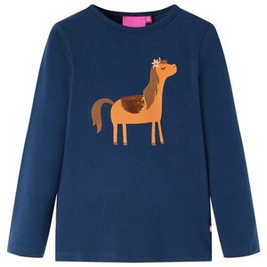 vidaXL T-shirt med l&aring;nga &auml;rmar f&ouml;r barn marinbl&aring; 104