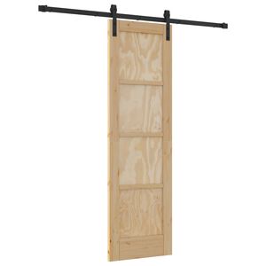vidaXL Skjutd&ouml;rr 61 x 198,5 cm Massiv furu Naturlig och svart