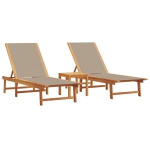vidaXL Sols&auml;ng 2 st med bord taupe massivt akaciatr&auml; och textilene