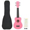 vidaXL Sopranukulele med v&auml;ska f&ouml;r barn sopran rosa 21"