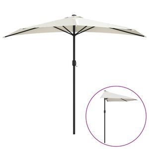 vidaXL Balkongparasoll med aluminiumstolpe sand 270x144 cm halvrunt