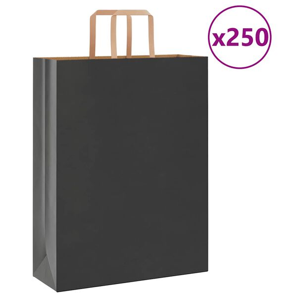 vidaXL Pappersp&aring;sar 250 st med handtag svart 32x12x42 cm