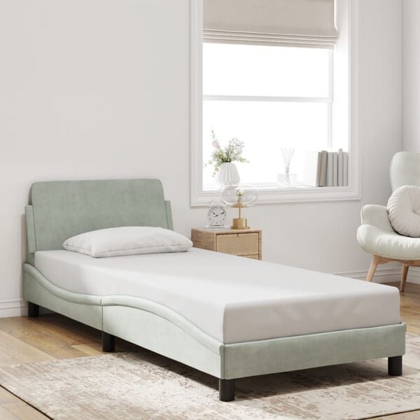 vidaXL Bed Frame "Dover" Light Grey 90x200 cm Velvet