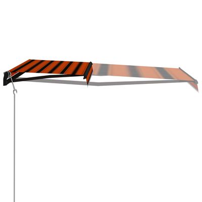 vidaXL Infällbar markis med vindsensor & LED 400x300 cm orange & brun