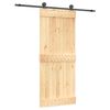 vidaXL Skjutd&ouml;rr Naturlig och svart 85 x 210 cm Massiv furutr&auml;d&ouml;rr