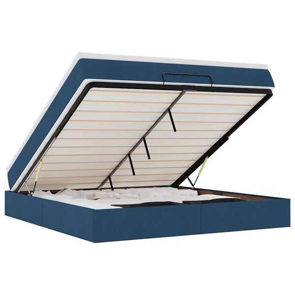 vidaXL Ottoman sängram med madrass blå 160x200 cm tyg