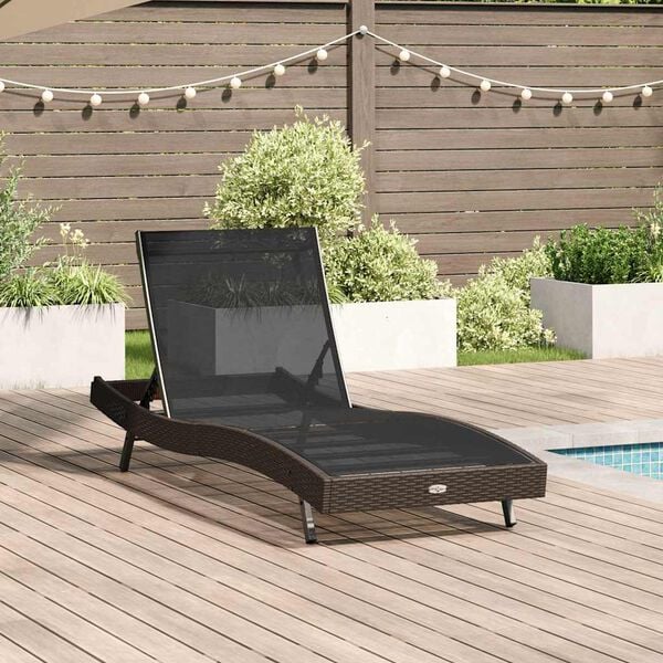 vidaXL Solstol Reclining Brun 70 x 197 x 82 cm Poly Rattan och Metall