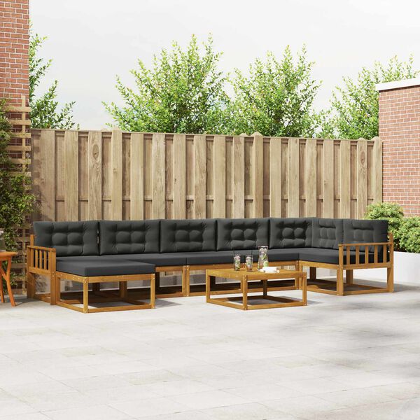 vidaXL Utomhussoffset med kudde 8 pcs Naturlig och Antracit