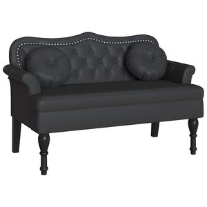 vidaXL Chesterfield B&auml;nk Svart 120,5 x 65 x 75 cm Konstl&auml;der