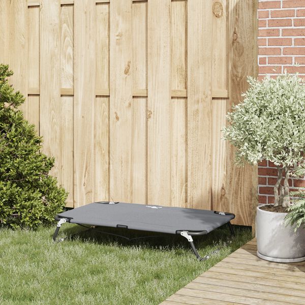 vidaXL Hundsäng Ljusgrå 90 x 55 x 18 cm Stål