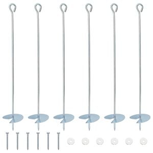 vidaXL Jordankare 6 pcs Silver &Oslash;10 x 60 cm Galvaniserat metall