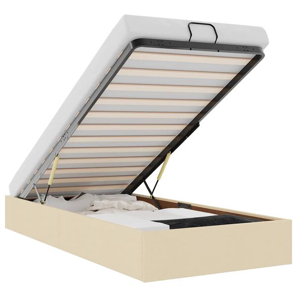 vidaXL Ottoman sängram utan madrass gräddvit 80x200 cm tyg