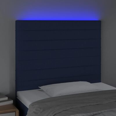 vidaXL Sänggavel LED blå 100x5x118/128 cm tyg