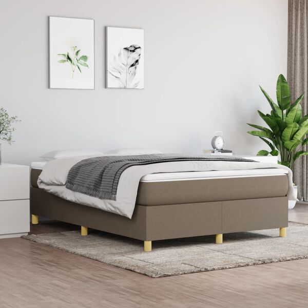 vidaXL Boxspring-s&auml;ngram taupe 140x200 cm tyg
