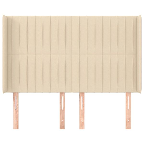 vidaXL S&auml;nggavel med kanter gr&auml;ddvit 147x16x118/128 cm tyg