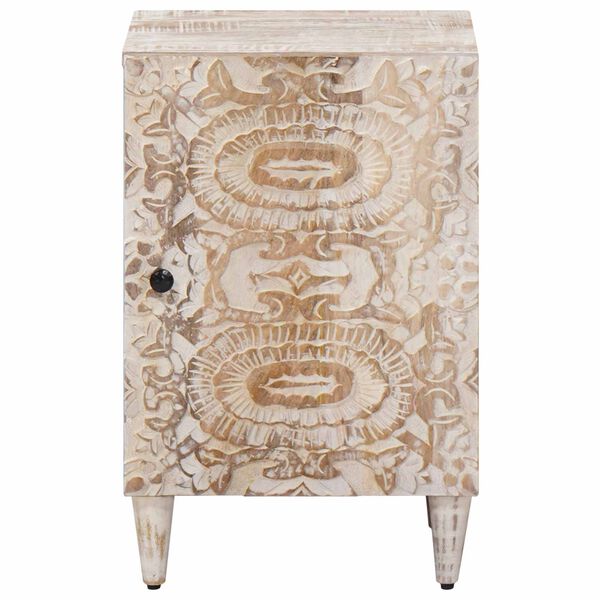 vidaXL Badrumssk&aring;p med lagring Vit 38 x 33,5 x 58 cm Massivt mangotr&auml;