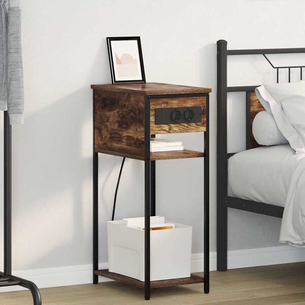 vidaXL Nattduksbord R&ouml;kt ek 41 x 28 x 76 cm Konstruerat tr&auml;