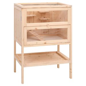 vidaXL Hamsterbur 55x40x80 cm massivt tr&auml; gran