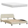 vidaXL Bed with Mattress Cream 120x200 cm Fabric