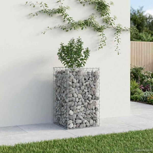 vidaXL Gabion upph&ouml;jd s&auml;ng Silver 50 x 50 x 80 cm Galvaniserat St&aring;l