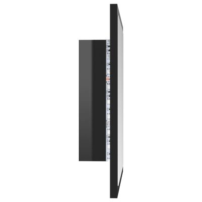 vidaXL Badrumsspegel med LED svart högglans 40x8,5x37 cm akryl