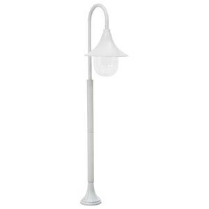 vidaXL Lyktstolpe f&ouml;r tr&auml;dg&aring;rd E27 120 cm aluminium vit