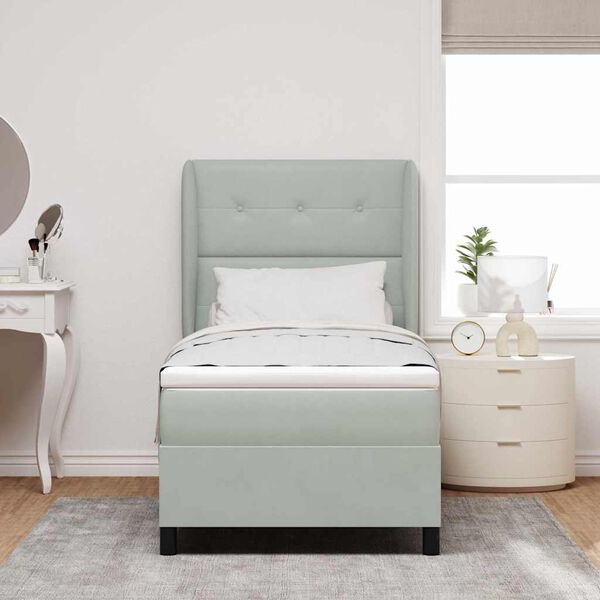 vidaXL B&auml;ddfj&auml;der med madrass Ljusgr&aring; 190 x 90 cm Polyester