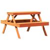 vidaXL Picknickbord vaxad brun 105x134x75 cm massivt tr&auml;