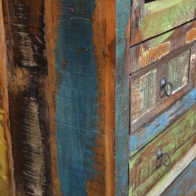 vidaXL Bokhylla återvunnet trä flerfärgat med 5 hyllor & 2 dörrar