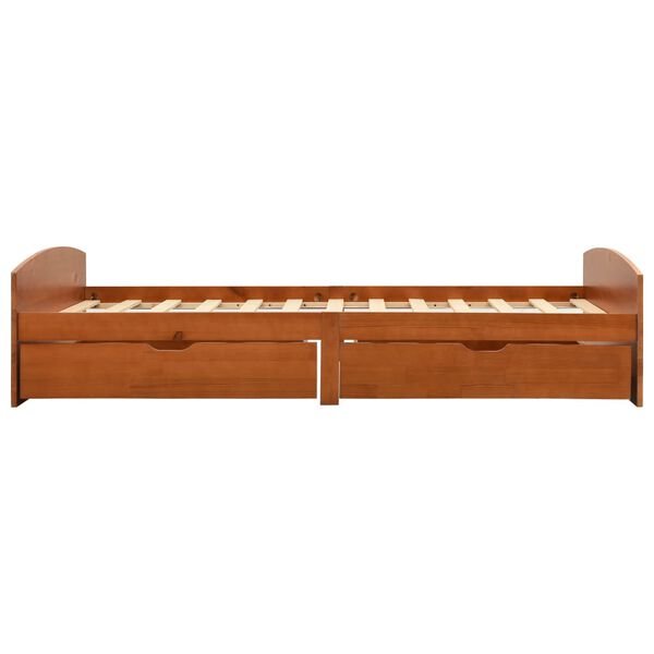 vidaXL Sängram med 2 lådor honungsbrun massiv furu 90x200 cm