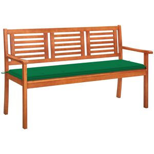 vidaXL Tr&auml;dg&aring;rdsb&auml;nk 3-sits med dyna 150 cm massivt eukalyptustr&auml;