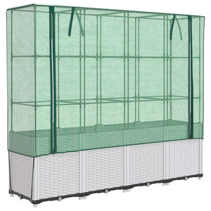 vidaXL Odlingsl&aring;da med v&auml;xthus&ouml;verdrag rottinglook 160x40x153 cm