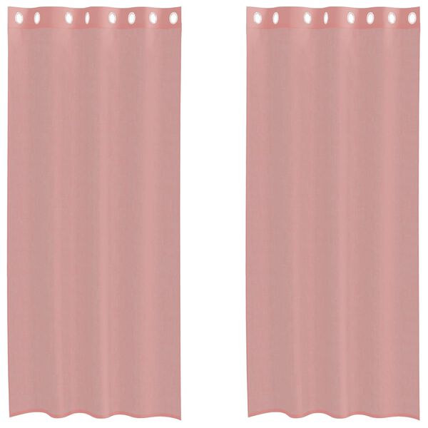 vidaXL Voile gardiner med genomföringar 2 st rosa 140x225 cm