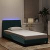 vidaXL Bed Frame with LED without Mattress "Hanko" Dark Green 100x200 cm Velvet