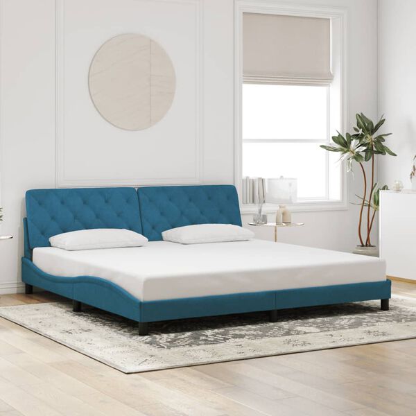 vidaXL Bed Frame without Mattress Blue 200x200 cm Velvet