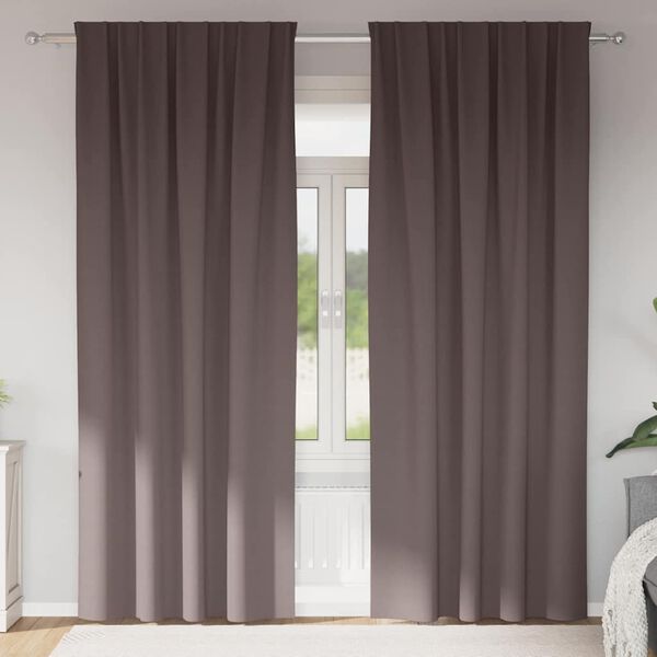 vidaXL M&ouml;rkl&auml;ggningsgardiner med Ringar 2 pcs M&ouml;rkbrun 225 x 140 cm