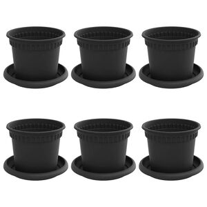 vidaXL V&auml;xtkrukor 6 pcs Svart &Oslash; 12,5 x 10 cm Plast