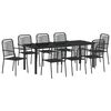 vidaXL Tr&auml;dg&aring;rdsm&ouml;belset 9 pcs Svart Pulverlackerat st&aring;l