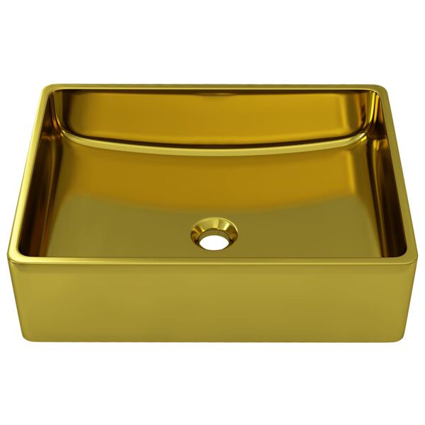 vidaXL Handfat 41x30x12 cm keramik guld