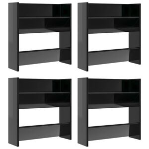 vidaXL V&auml;ggmonterat skost&auml;ll 4 st svart h&ouml;gglans 60x18x60cm konstr tr&auml;