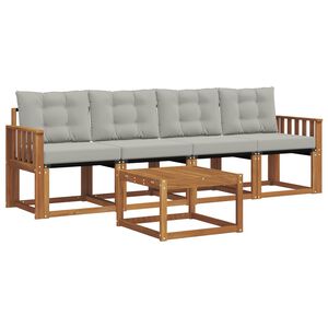 vidaXL Utomhussoffset med kudde 5 pcs Naturlig och Ljus Gr&aring;