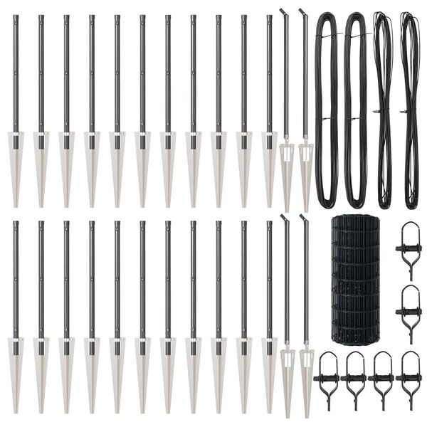 vidaXL Stängsel med stolpe Grå 0,6 x 50 m Stål och PVC