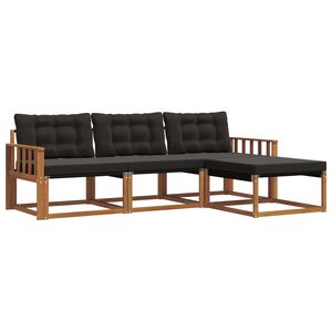 vidaXL Utomhussoffset med kudde 4 pcs Naturlig och svart