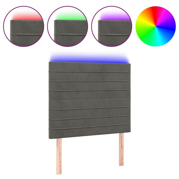 vidaXL S&auml;nggavel LED m&ouml;rkgr&aring; 90x5x118/128 cm sammet