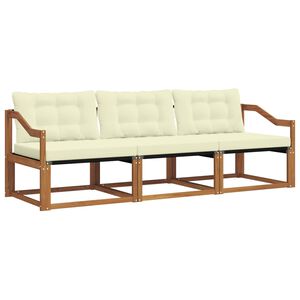 vidaXL Utomhussoffset med kudde 3 pcs Naturlig och Gr&auml;dde