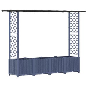 vidaXL Upph&ouml;jd B&auml;dd med Spalj&eacute; och Tak Gr&aring; 203 x 40 x 136 cm PP